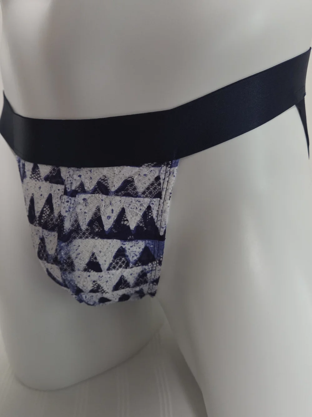 Cosabella Navy & White Triangle-Print Jockstrap In Jazzy Jef